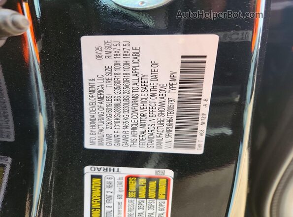 5FNRL6H64TB005797 2026 HONDA ODYSSEY Black ძრავის განყოფილების ხედი