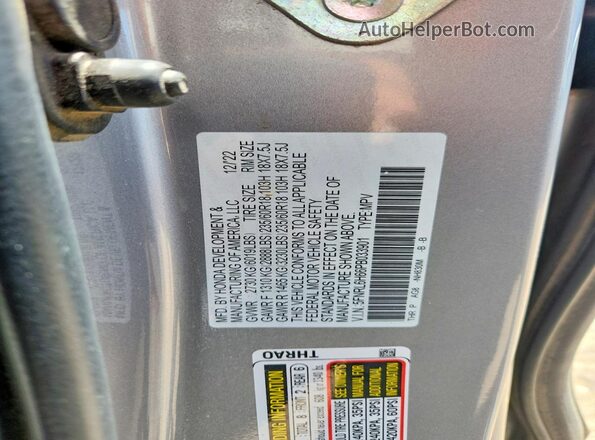 5FNRL6H66PB033901 2023 HONDA ODYSSEY Silver Widok naklejki z numerem VIN