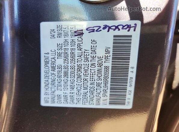 5FNRL6H66RB055688 2024 HONDA ODYSSEY Gray Widok komory silnika