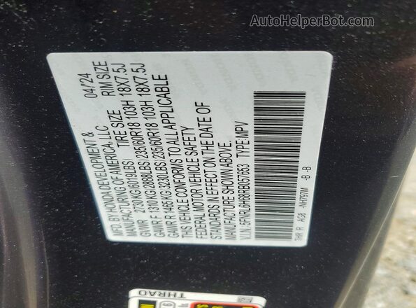 5FNRL6H68RB057653 2024 HONDA ODYSSEY Charcoal Widok naklejki z numerem VIN
