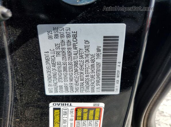 5FNRL6H69TB010297 2026 HONDA ODYSSEY Black Vista de la etiqueta del VIN