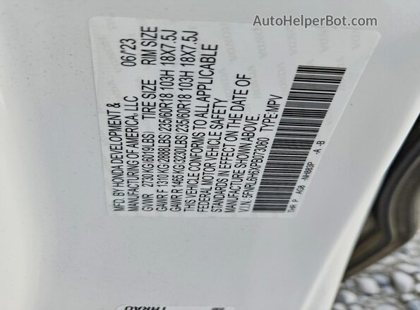 5FNRL6H6XPB073060 2023 HONDA ODYSSEY Белый Вид подкапотного пространства