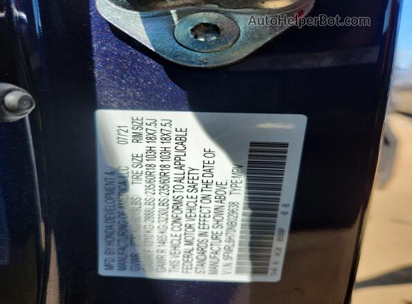 5FNRL6H70NB029638 2022 HONDA ODYSSEY Blue VIN կոդի պիտակի տեսք