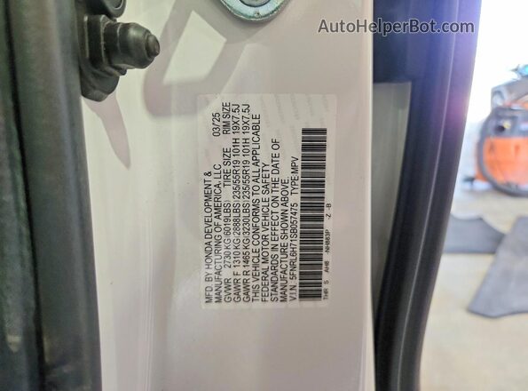 5FNRL6H71SB057475 2025 HONDA ODYSSEY White Vista interior de 360 grados
