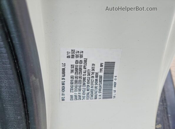 5FNRL6H73JB035007 2018 HONDA ODYSSEY White Vista interior de 360 grados