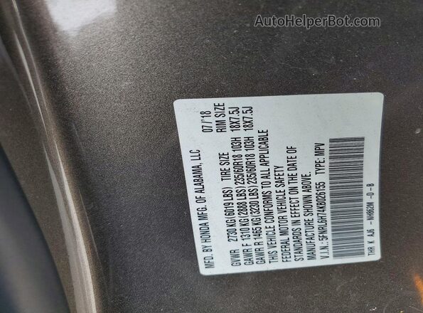 5FNRL6H74KB026155 2019 HONDA ODYSSEY Brown VIN sticker view
