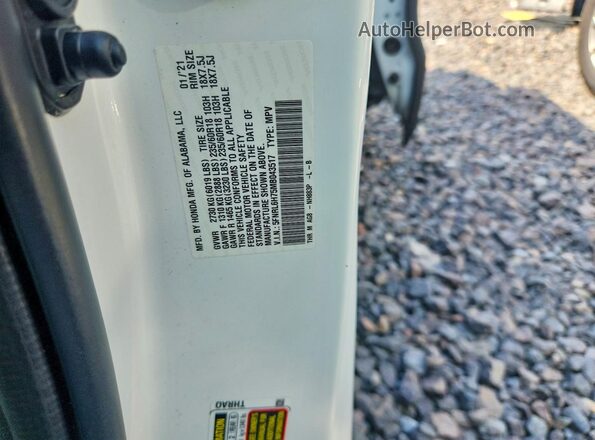 5FNRL6H75MB043517 2021 HONDA ODYSSEY Белый Вид наклейки с VIN-кодом