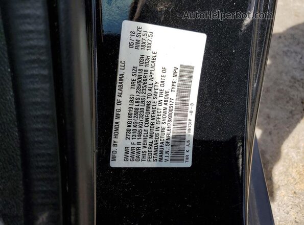 5FNRL6H78KB005177 2019 HONDA ODYSSEY Black VIN կոդի պիտակի տեսք