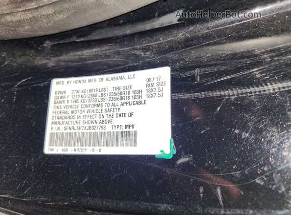 5FNRL6H7XJB027793 2018 HONDA ODYSSEY Black Панорамний вид салону 360°