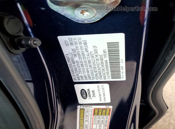 5FNRL6H83NB044644 2022 HONDA ODYSSEY Blue VIN კოდის სტიკერის ხედი