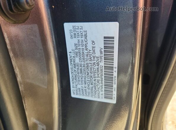 5FNRL6H84PB058832 2023 HONDA ODYSSEY Gray VIN კოდის სტიკერის ხედი