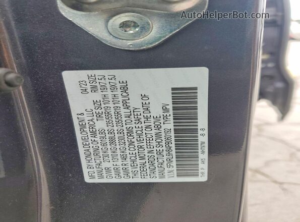 5FNRL6H84PB060192 2023 HONDA ODYSSEY Gray Շարժիչի բաժամունքի տեսք