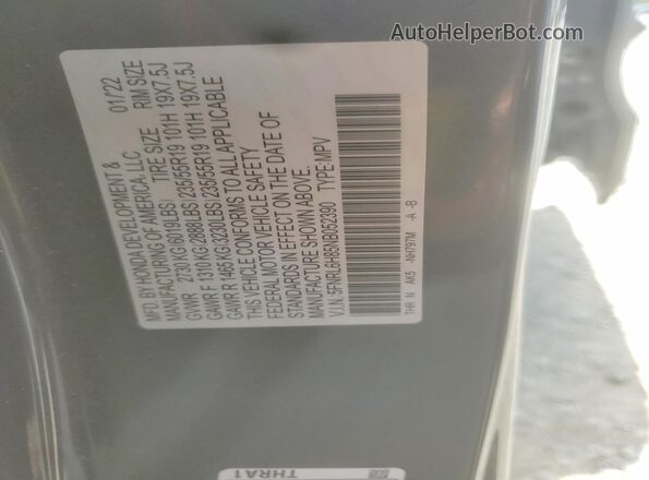 5FNRL6H85NB052390 2022 HONDA ODYSSEY Gray VIN կոդի պիտակի տեսք