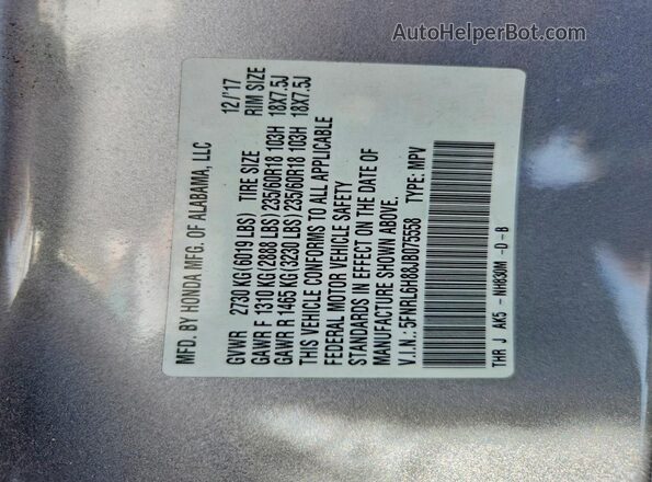 5FNRL6H88JB075558 2018 HONDA ODYSSEY Silver 360 interior view