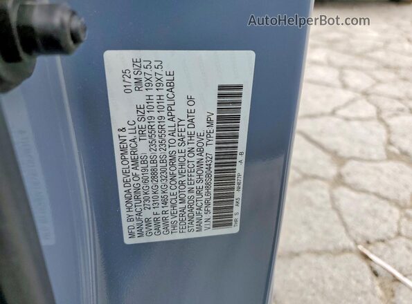 5FNRL6H88SB044327 2025 HONDA ODYSSEY Blue VIN կոդի պիտակի տեսք