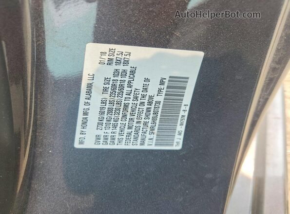 5FNRL6H89JB078730 2018 HONDA ODYSSEY Gray VIN კოდის სტიკერის ხედი