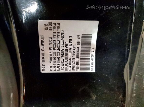 5FNRL6H90JB105449 2018 HONDA ODYSSEY Black Widok naklejki z numerem VIN