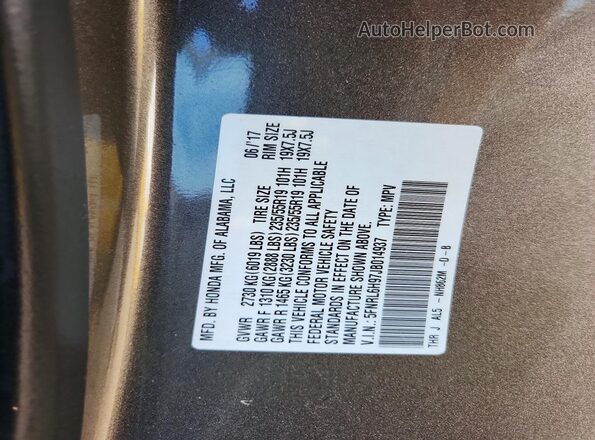 5FNRL6H97JB014937 2018 HONDA ODYSSEY Желто-коричневый Вид подкапотного пространства