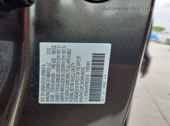 5FNRL6H97PB030130 2023 HONDA ODYSSEY Brown Vista de la etiqueta del VIN