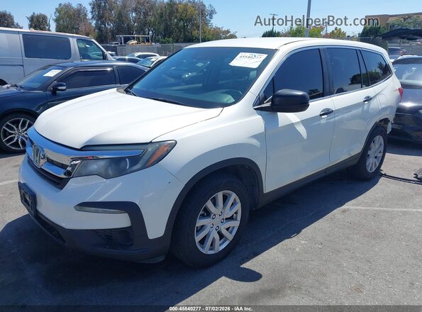 5FNYF5H15KB020485 2019 HONDA PILOT Белый Передняя левая четверть