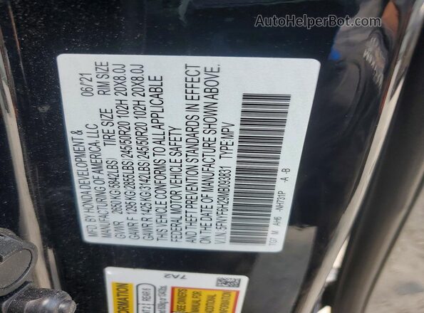 5FNYF6H29MB093831 2021 HONDA PILOT Black VIN sticker view
