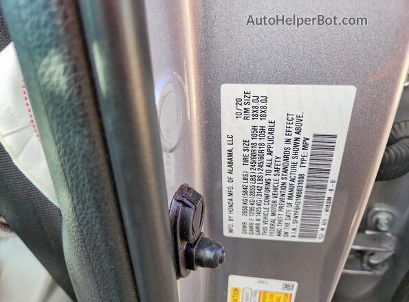 5FNYF6H31MB031008 2021 HONDA PILOT Silver Vista del compartimento del motor