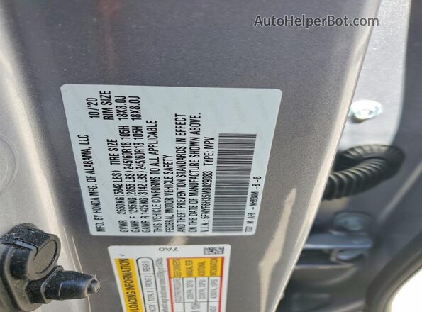 5FNYF6H35MB029083 2021 HONDA PILOT Silver Vista de la etiqueta del VIN