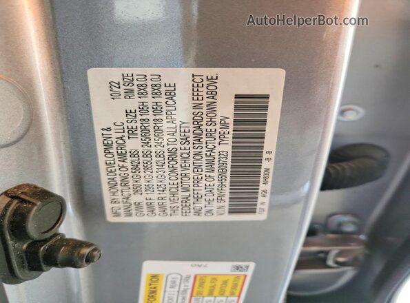 5FNYF6H55NB097323 2022 HONDA PILOT Silver Widok komory silnika