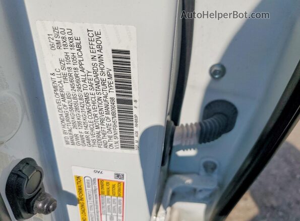 5FNYF6H57MB090498 2021 HONDA PILOT White VIN sticker view