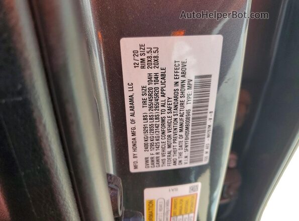 5FNYF8H05MB008946 2021 HONDA PASSPORT Gray Engine compartment view