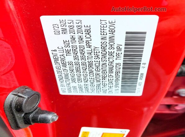 5FNYF8H05PB012726 2023 HONDA PASSPORT Burgundy Engine compartment view