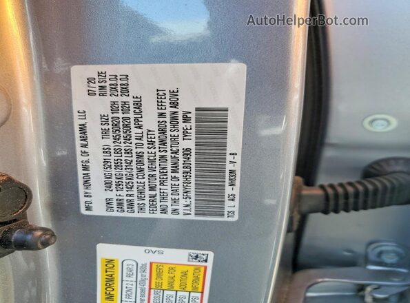 5FNYF8H59LB014906 2020 HONDA PASSPORT Silver Engine compartment view