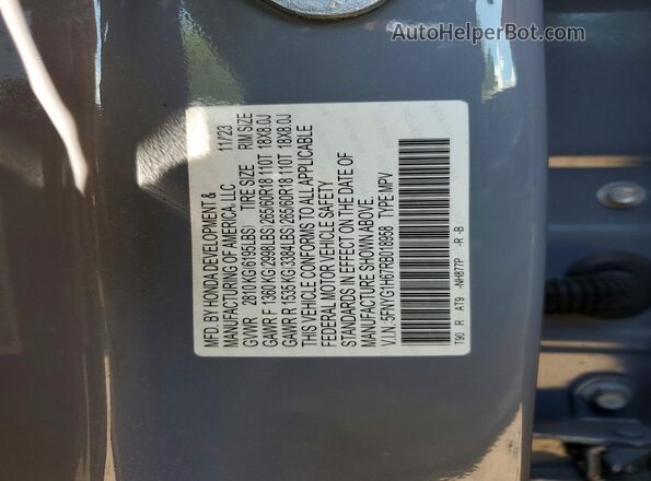 5FNYG1H67RB018958 2024 HONDA PILOT Синий Вид наклейки с VIN-кодом