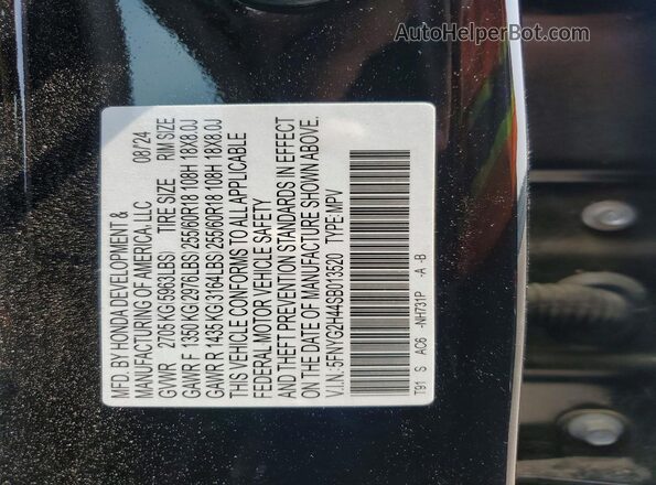 5FNYG2H44SB013520 2025 HONDA PILOT Black Vista de la etiqueta del VIN