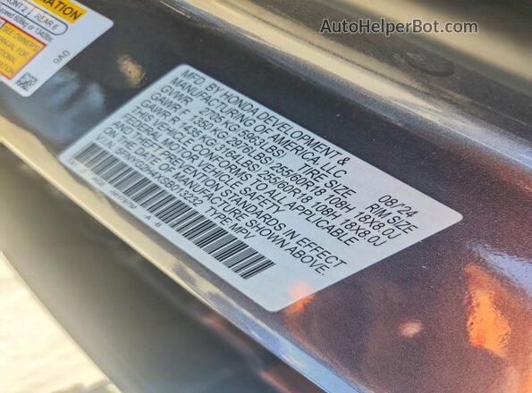 5FNYG2H4XSB013232 2025 HONDA PILOT Charcoal Widok naklejki z numerem VIN