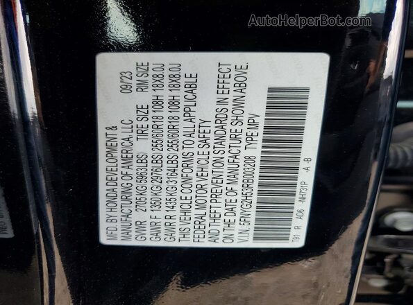 5FNYG2H53RB003208 2024 HONDA PILOT Black VIN կոդի պիտակի տեսք