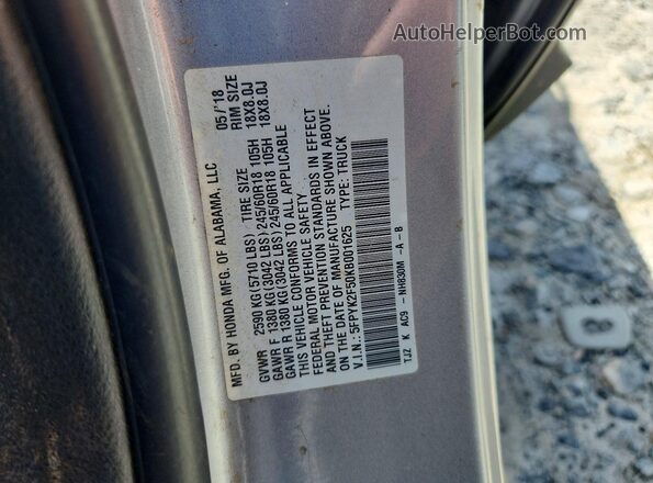 5FPYK2F50KB001625 2019 HONDA RIDGELINE Silver ძრავის განყოფილების ხედი