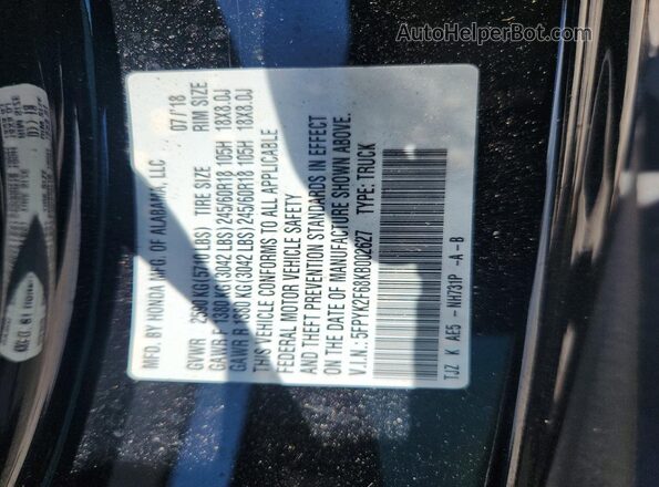 5FPYK2F68KB002627 2019 HONDA RIDGELINE Black Շարժիչի բաժամունքի տեսք