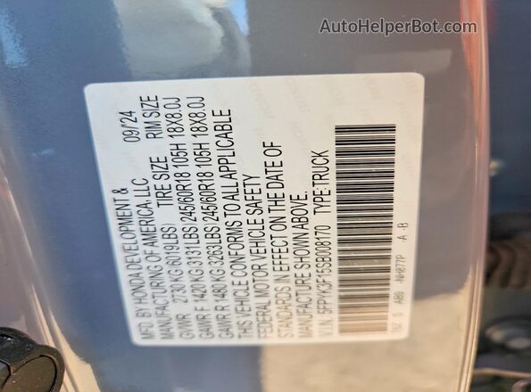 5FPYK3F15SB008170 2025 HONDA RIDGELINE Blue VIN sticker view