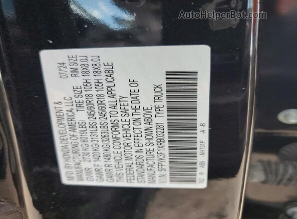 5FPYK3F1XRB032281 2024 HONDA RIDGELINE Black Vista del compartimento del motor