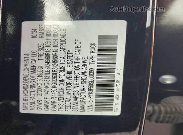 5FPYK3F50SB008399 2025 HONDA RIDGELINE Black Вид підкапотного простору
