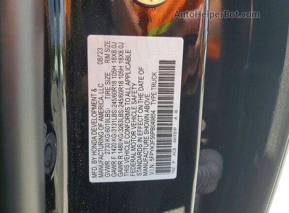 5FPYK3F56PB049854 2023 HONDA RIDGELINE Black Շարժիչի բաժամունքի տեսք