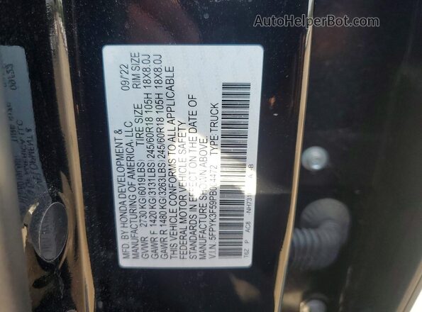 5FPYK3F59PB004472 2023 HONDA RIDGELINE Black Widok komory silnika