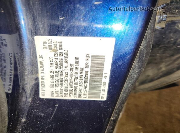5FPYK3F67HB011690 2017 HONDA RIDGELINE Blue ძრავის განყოფილების ხედი