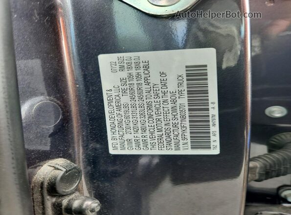 5FPYK3F71NB035701 2022 HONDA RIDGELINE Gray Вид підкапотного простору