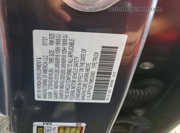 5FPYK3F77MB020683 2021 HONDA RIDGELINE Gray Widok komory silnika