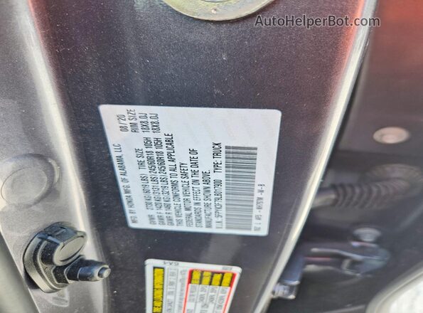 5FPYK3F79LB017900 2020 HONDA RIDGELINE Charcoal Widok naklejki z numerem VIN