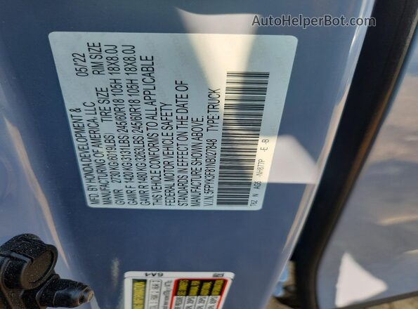 5FPYK3F81NB027848 2022 HONDA RIDGELINE Gray ძრავის განყოფილების ხედი