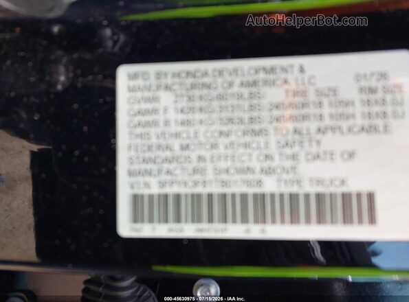 5FPYK3F81TB017608 2026 HONDA RIDGELINE Black Vista del compartimento del motor