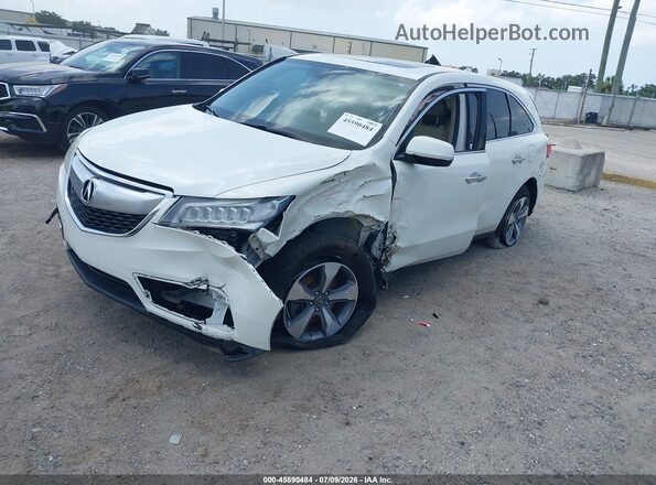 5FRYD3H28GB016200 2016 ACURA MDX White Առջևի ձախ երեք քառորդ տեսարան